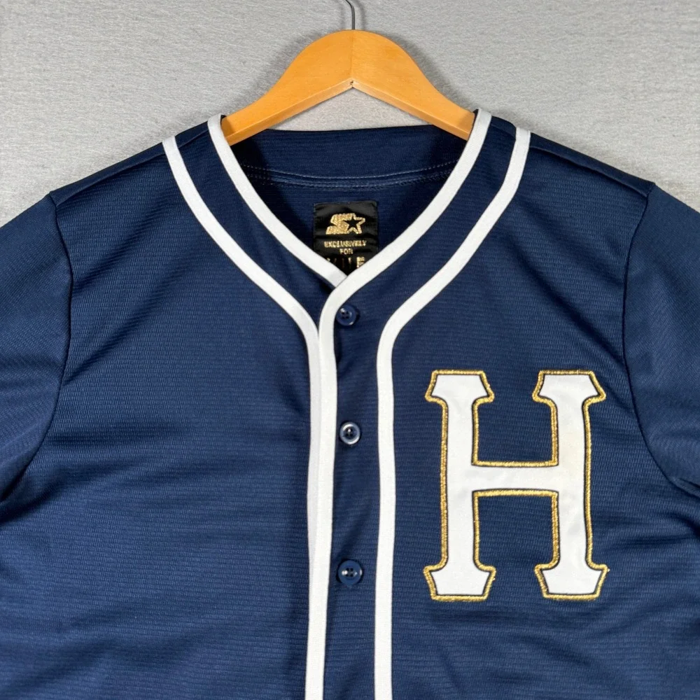 HUF x Starter Mens Navy Blue Baseball Jersey Embroidered Patch Size Small - Picture 3 of 13